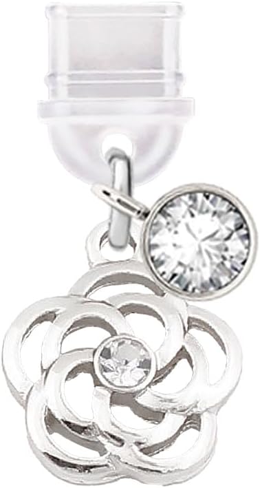 ELISE & FONDA Type-C Dust Plug - Crystal Rose Charm White