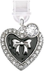 Type-C Dust Plug Heart Bow Charm Black
