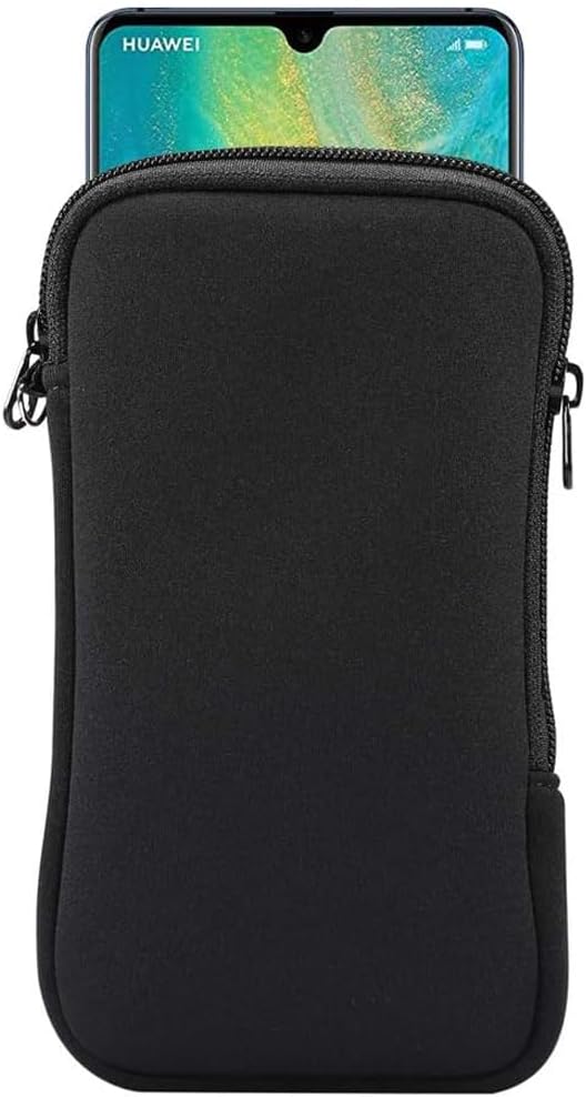 Shockproof Pouch w/Zipper & Strap for iPhone14+,S22U (Black)