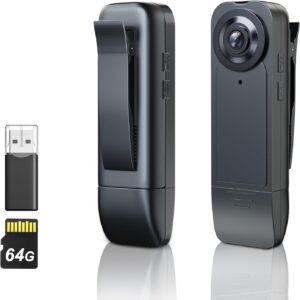 Mini Body Cam 64GB 1080P Night Vision IR Loop Record 4-6H