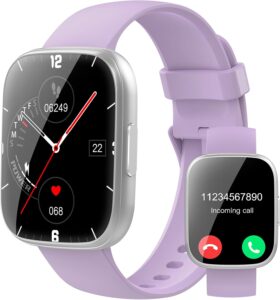 Smart Watch with Call Function, Health Monitor for Android iOS Purple