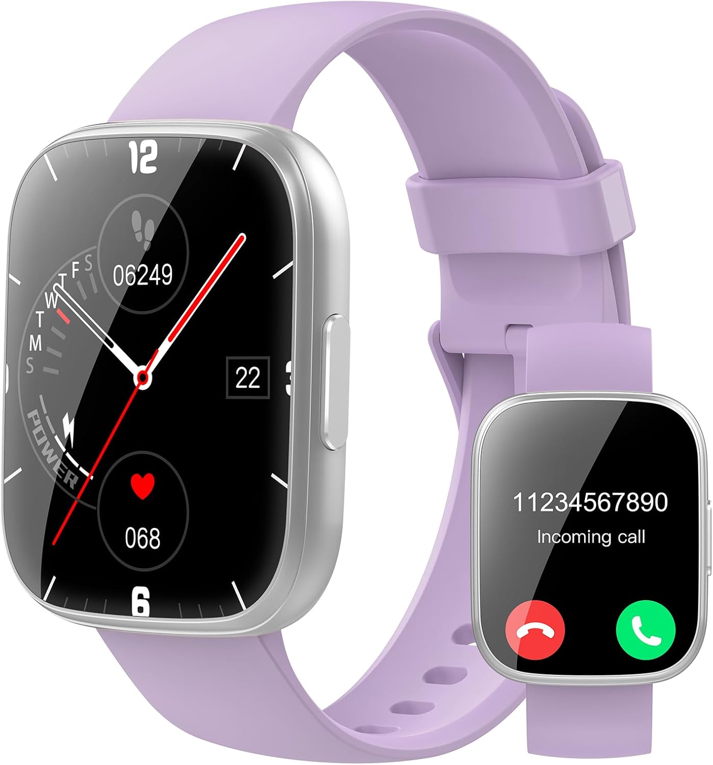 Smart Watch with Call Function, Health Monitor for Android iOS Purple