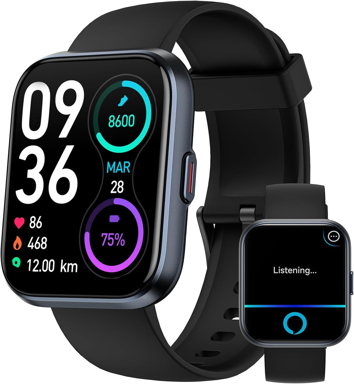 Alexa Smartwatch with Bluetooth Call & Health Monitor