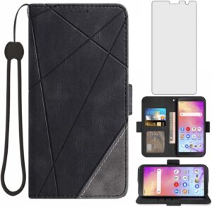 TCL A3 Wallet Case with Screen Protector - Black