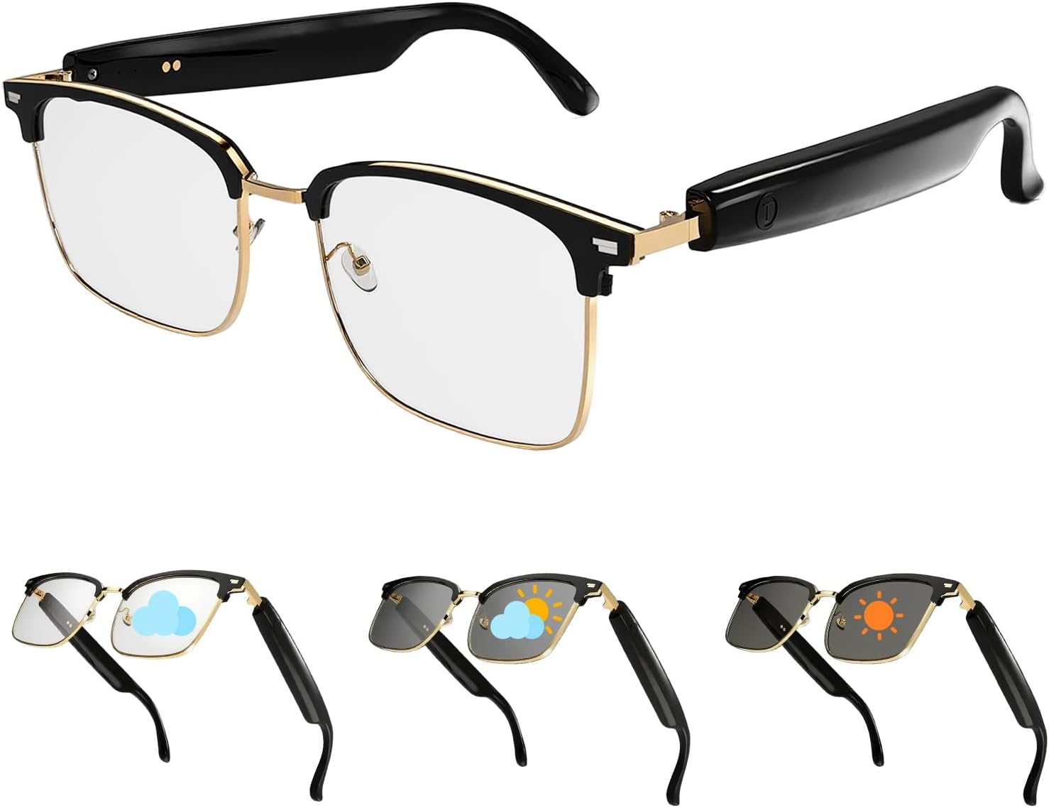 AI Smart Glasses: Photochromic Sunglasses, Bluetooth Audio