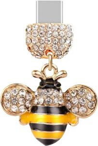 Type-C Bee Pendant Dust Plug - Universal Phone Charm (Yellow)