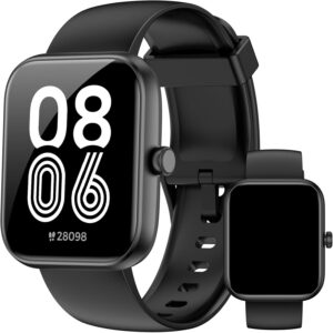 Alexa Smartwatch:BT Call, IP68, 120+ Modes, HR/Sleep, Black
