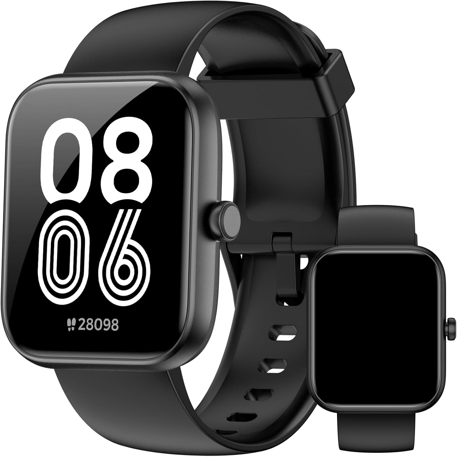 Alexa Smartwatch:BT Call, IP68, 120+ Modes, HR/Sleep, Black