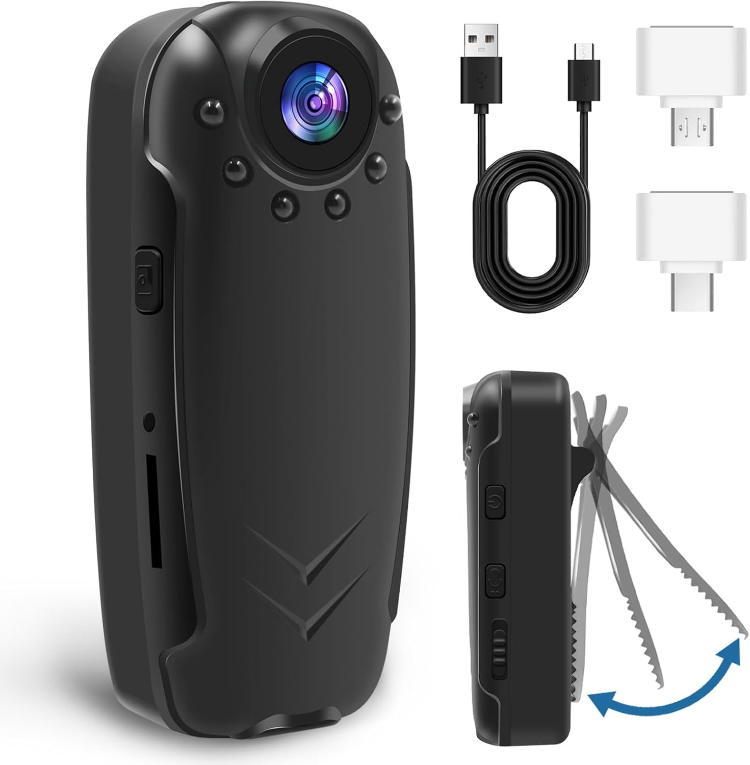 WOTCHA 1080P Body Cam: Night Vision, Motion Detection, 10Hr Battery