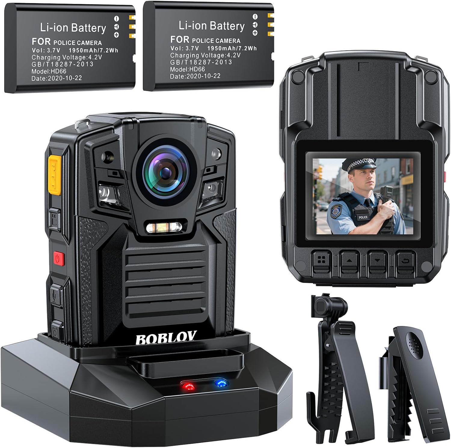 BOBLOV D7 2K 256GB Body Cam, 2 Batteries for Security