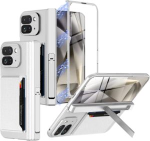 Miimall Pixel 9 Fold Case w/ Kickstand, Mag Hinge, Silver