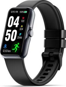 Fitness Tracker w/ 24/7 HR & SpO2, Sleep Monitor, IP68, Step Counter, Unisex Black