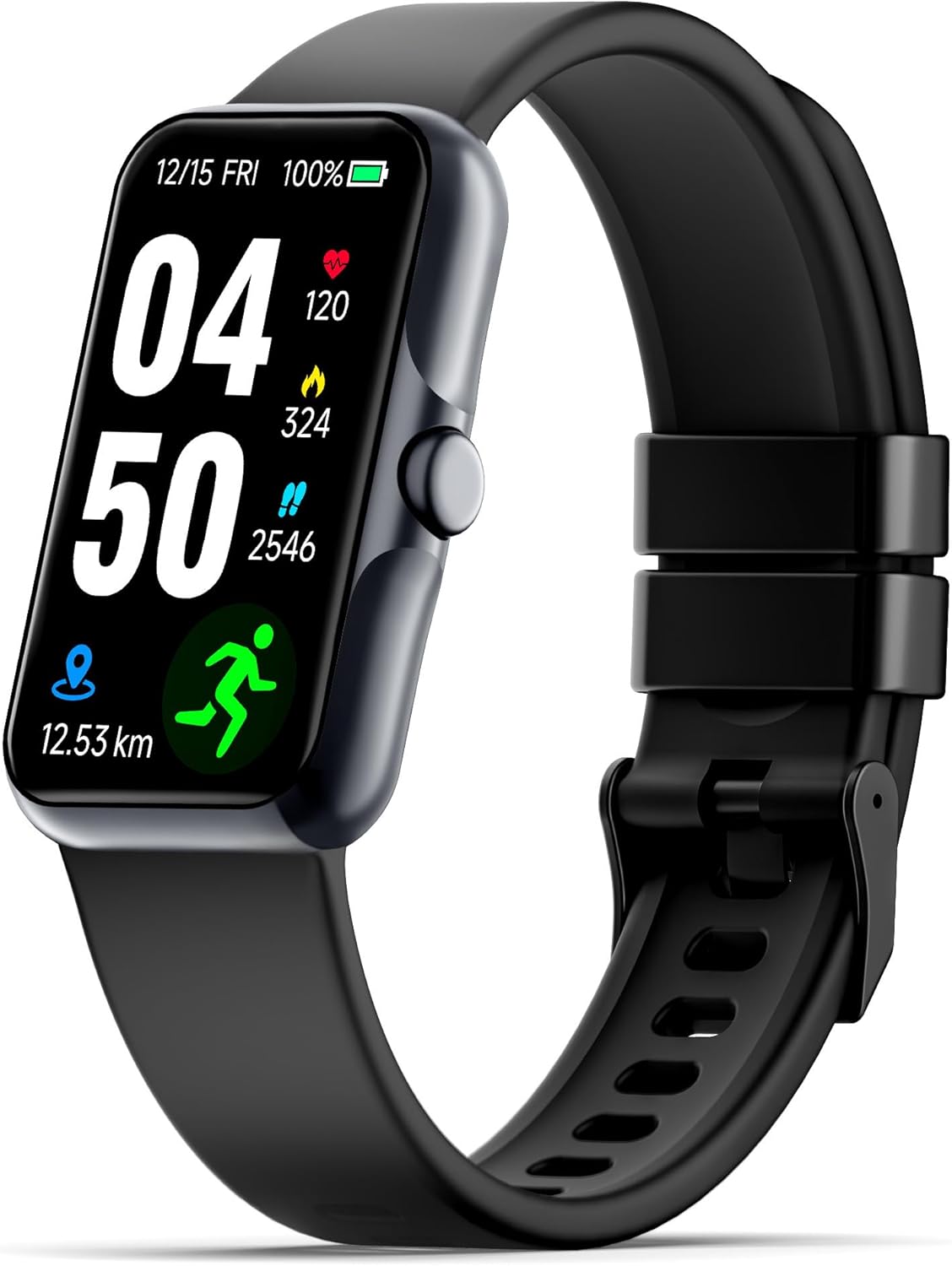 Fitness Tracker w/ 24/7 HR & SpO2, Sleep Monitor, IP68, Step Counter, Unisex Black