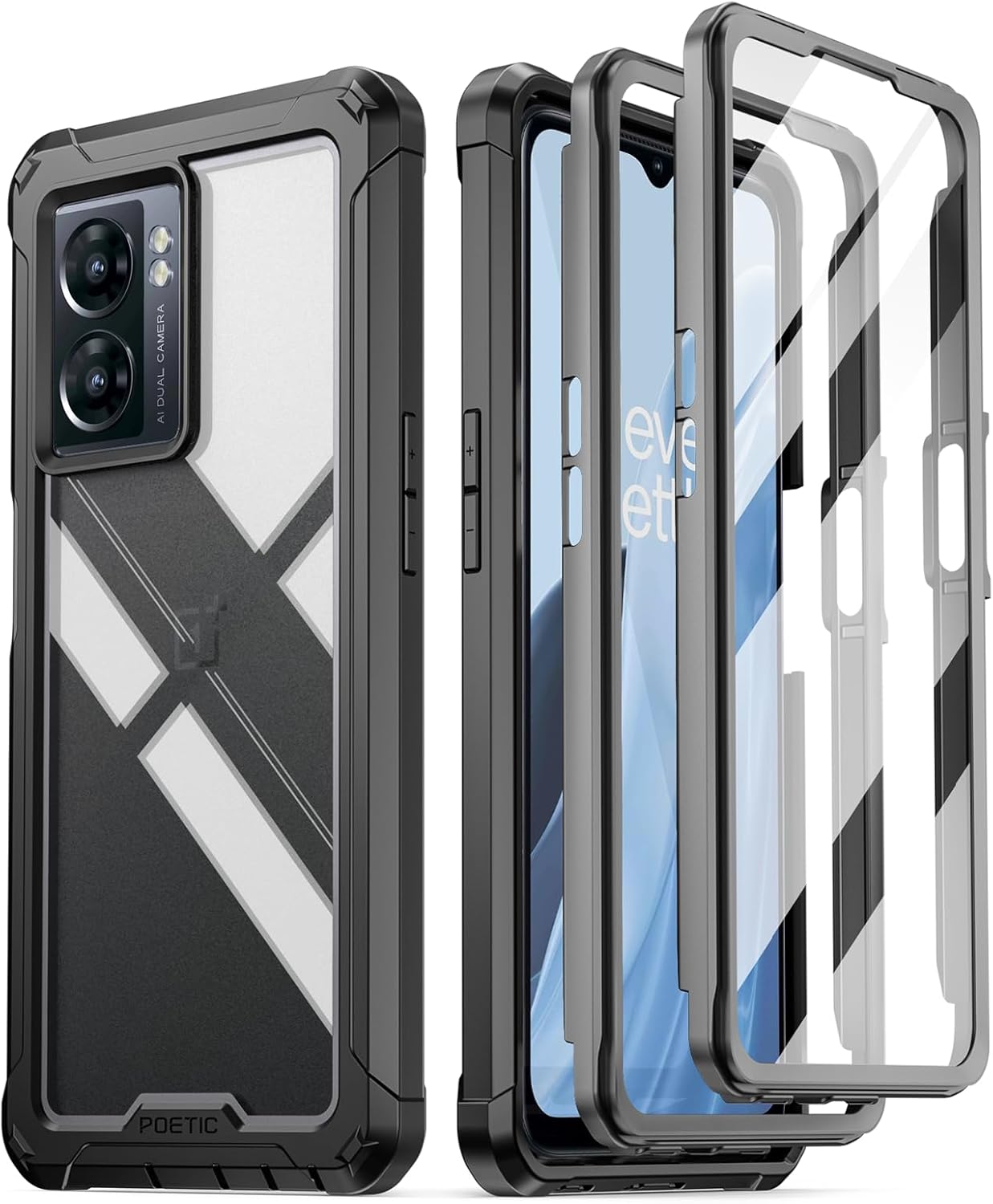 Poetic Guardian Case OnePlus Nord N300 5G w/ SP Black/Clear