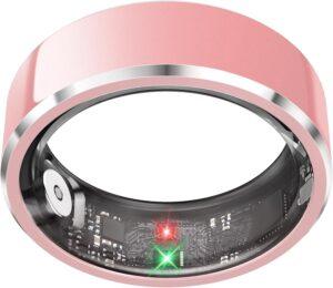 Health Ring: HR/BP/O2, Sleep, IP68, iOS/Android, NoSub (Pink)
