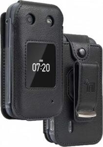 Nokia 2760/2780 Black Vegan Lthr Case w/ Screen Prot & Clip