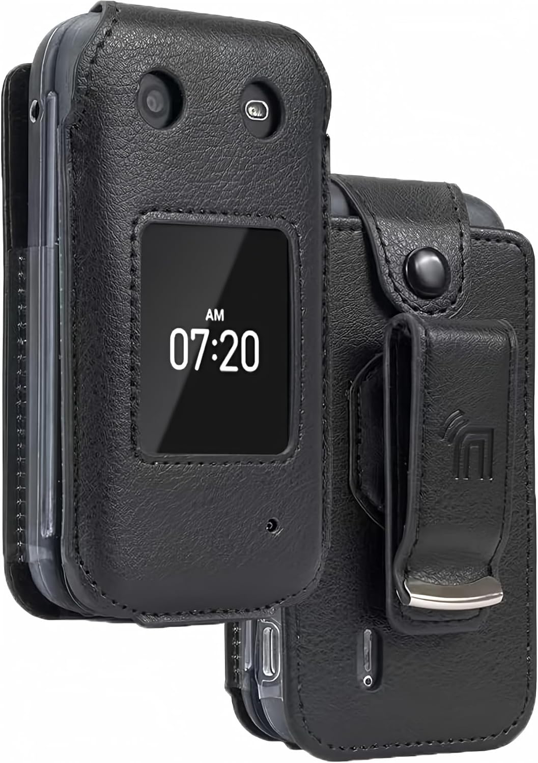 Nokia 2760/2780 Black Vegan Lthr Case w/ Screen Prot & Clip