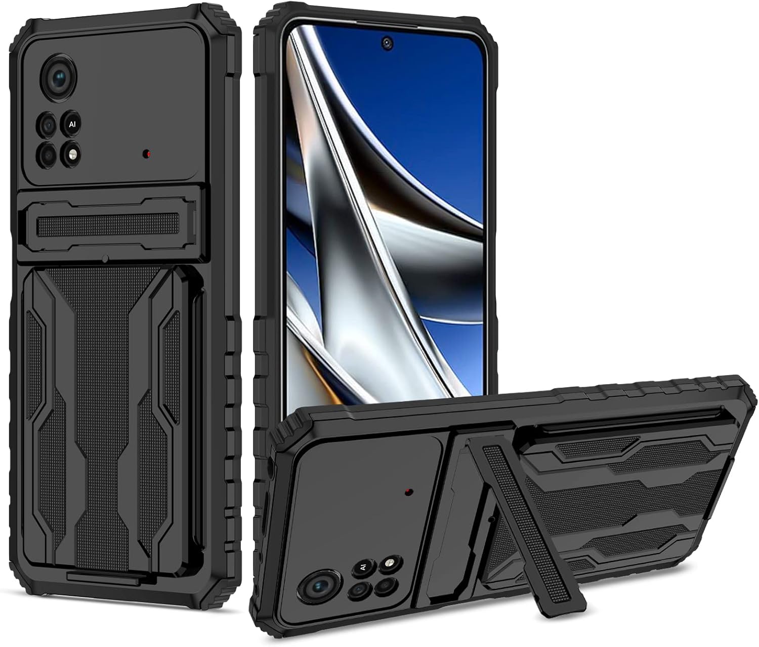 Poco X4 Pro 5G Rugged Wallet Case with Stand