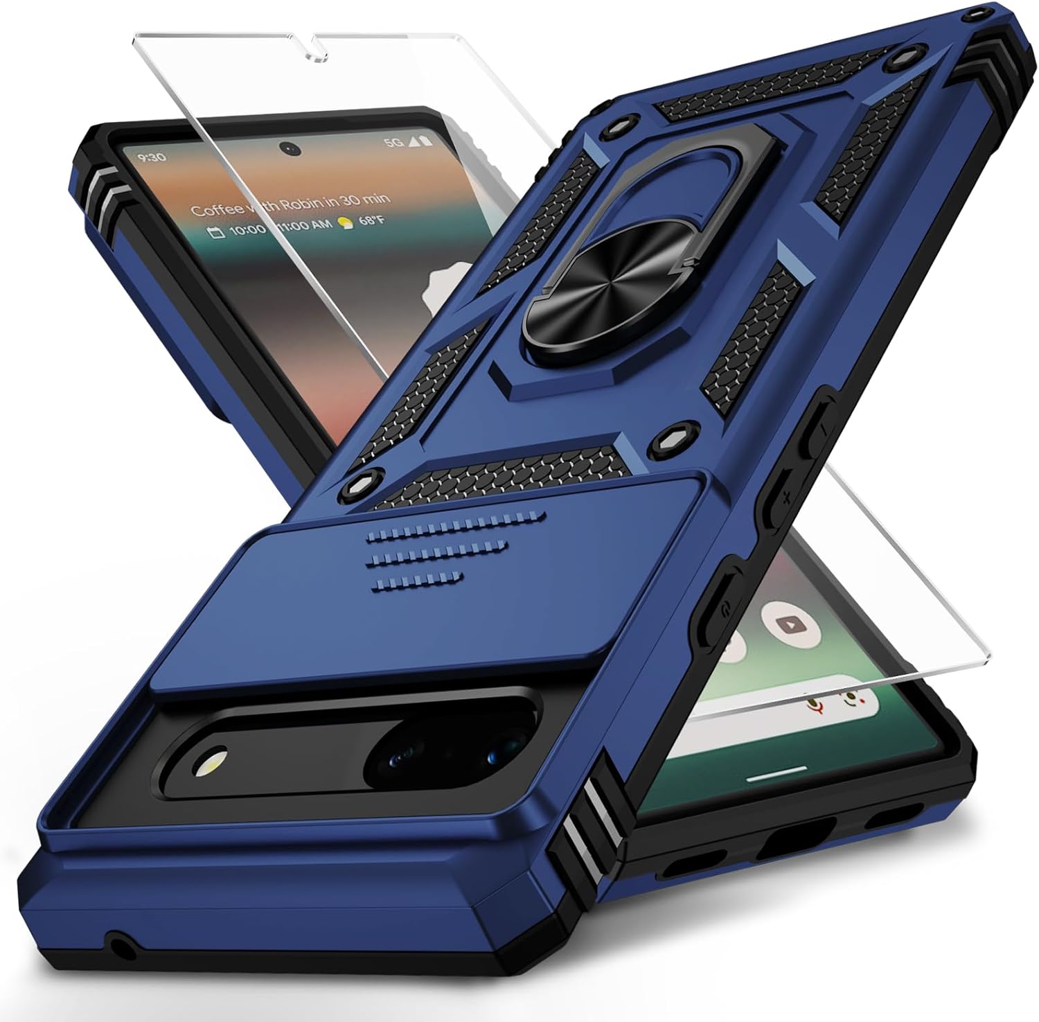 Google Pixel 7 Case with Camera Cover & Kickstand, Navy Blue