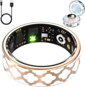 Women Fitness Tracker Ring HR SpO2 BP Sleep Step Gold 10