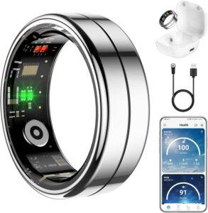 Fit Ring: Health Tracker iPhone/Android Silver 9
