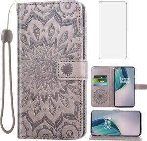 OnePlus Nord N10 5G Wallet Case with Screen Protector Gray