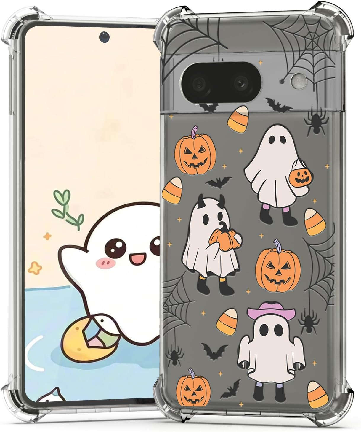 Google Pixel 8 Halloween Case: Pumpkin Ghost Design