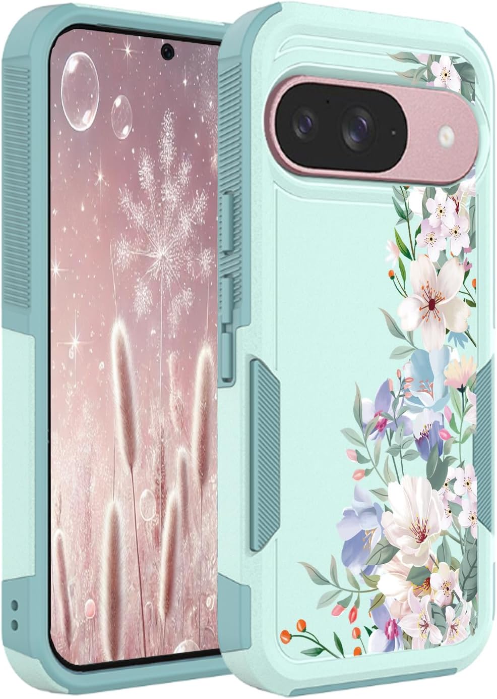 Pixel 10 & 10 Pro Floral Case (Mint Green)