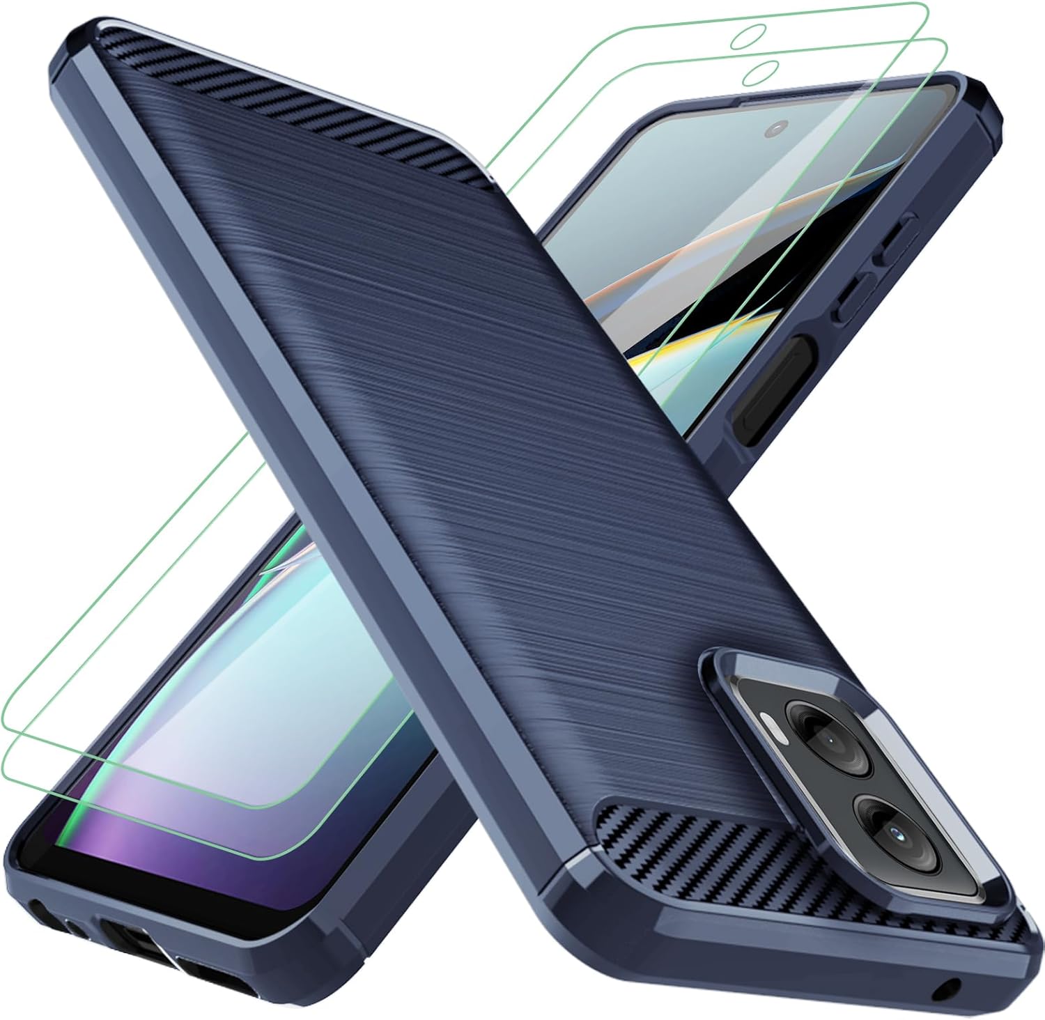 Moto G 5G 2024 Case w/ 2 Protectors (Navy Blue)