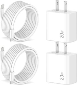 2-Pack 20W USB-C Fast Charger for Android/iPhone