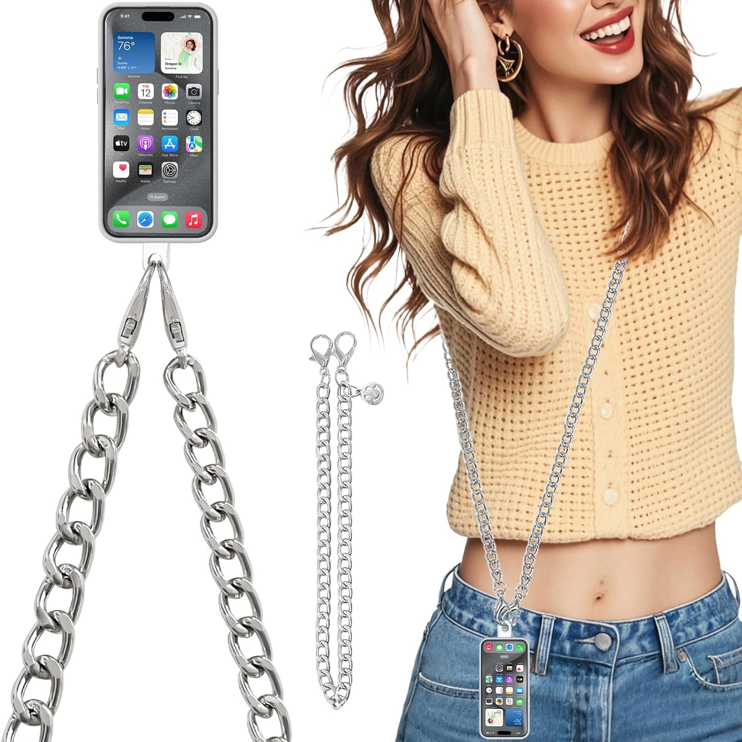 Adjustable Phone Lanyard, 2-Pack, Gold