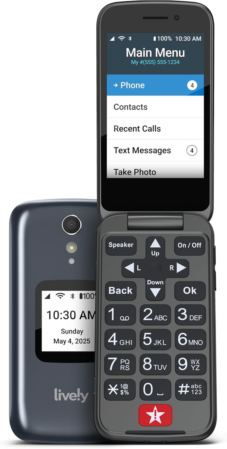 Lively Jitterbug Flip2 Flip Phone Seniors Graphite