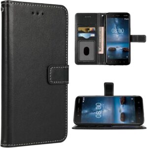 Nokia 8 Wallet Case with Card Slots & Wrist Strap - Black