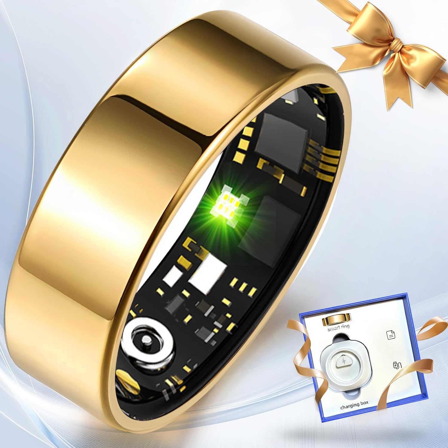 Health Tracker Ring - HR/SpO2/BP, No Subscription, iOS Android
