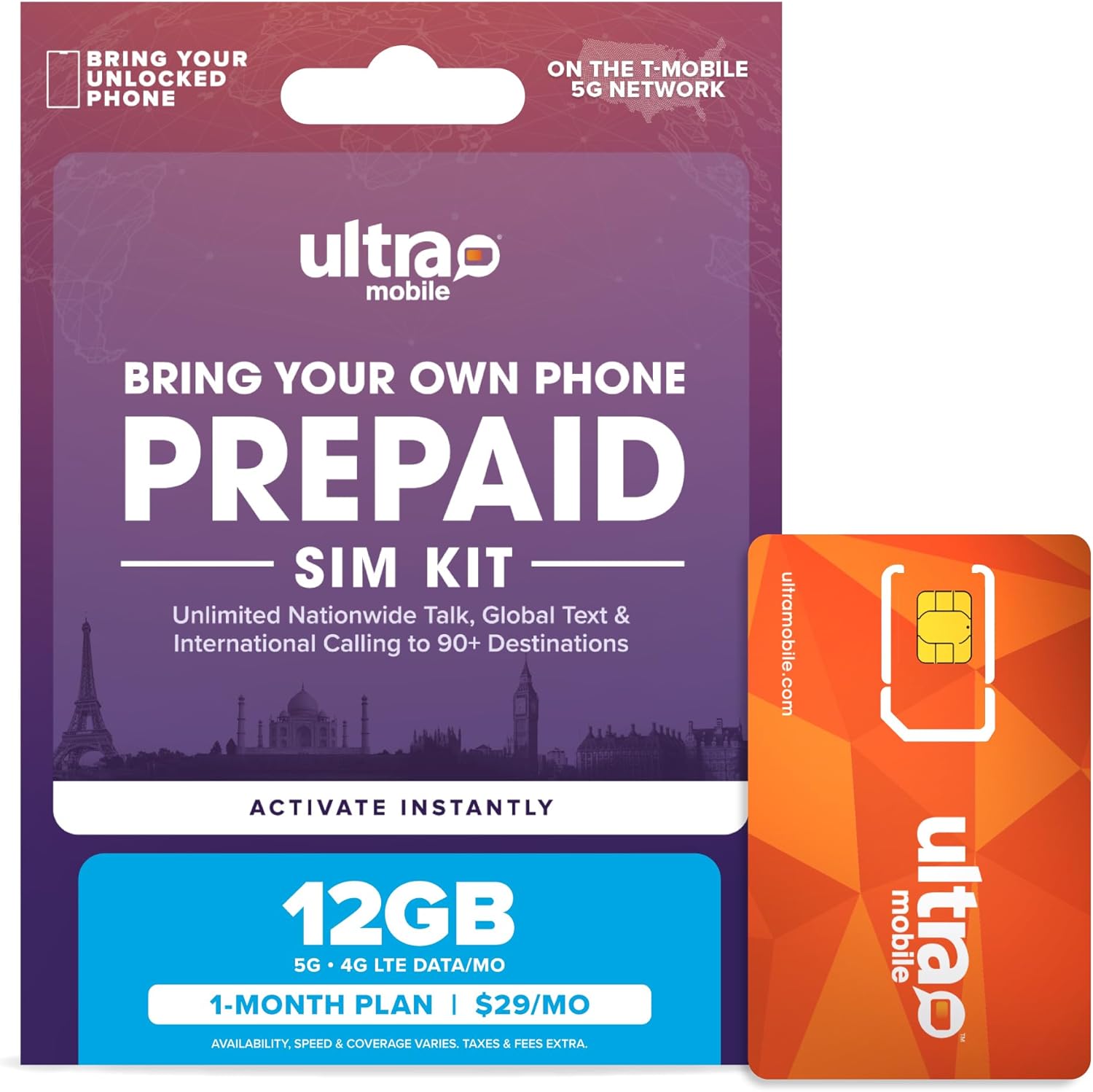 $29/mo Ultra Mobile: Unl T&T + 12GB 5G/4G LTE w/3-in-1 SIM