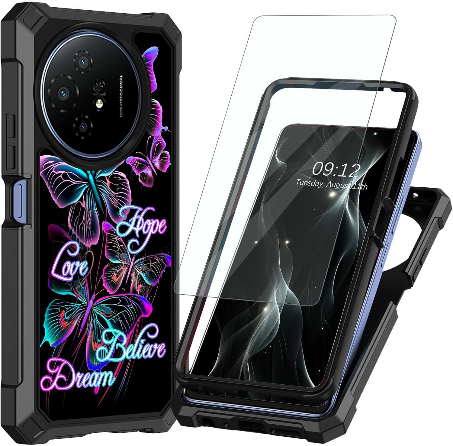 TCL 50 XL 5G Case w/ Screen Protector - Purple B. Glitter
