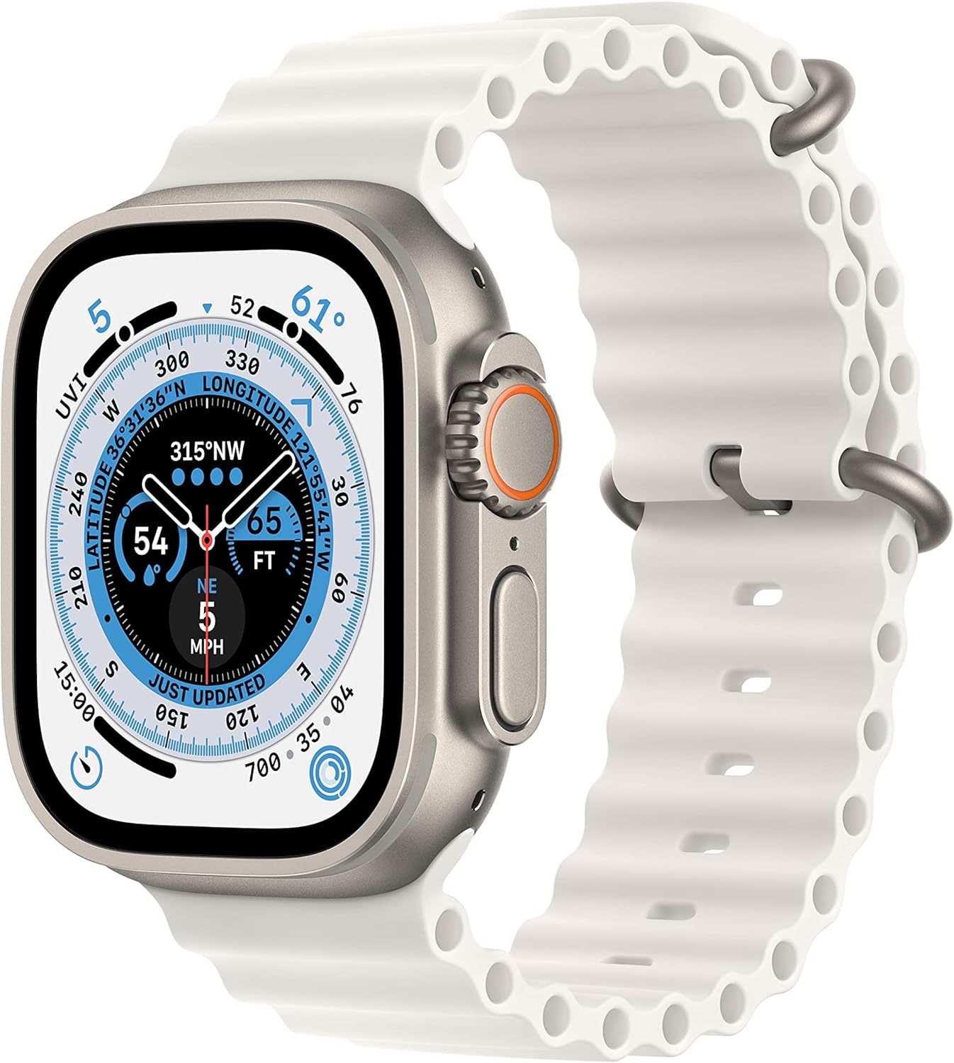 Apple Watch Ultra Titanium 49mm White Ocean Band (Renewed)