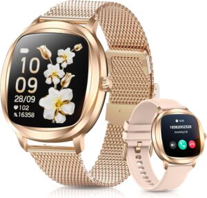 1.72" Women Smart Watch:HR,100+Modes,Sleep,7dBatt,IP68 Gold