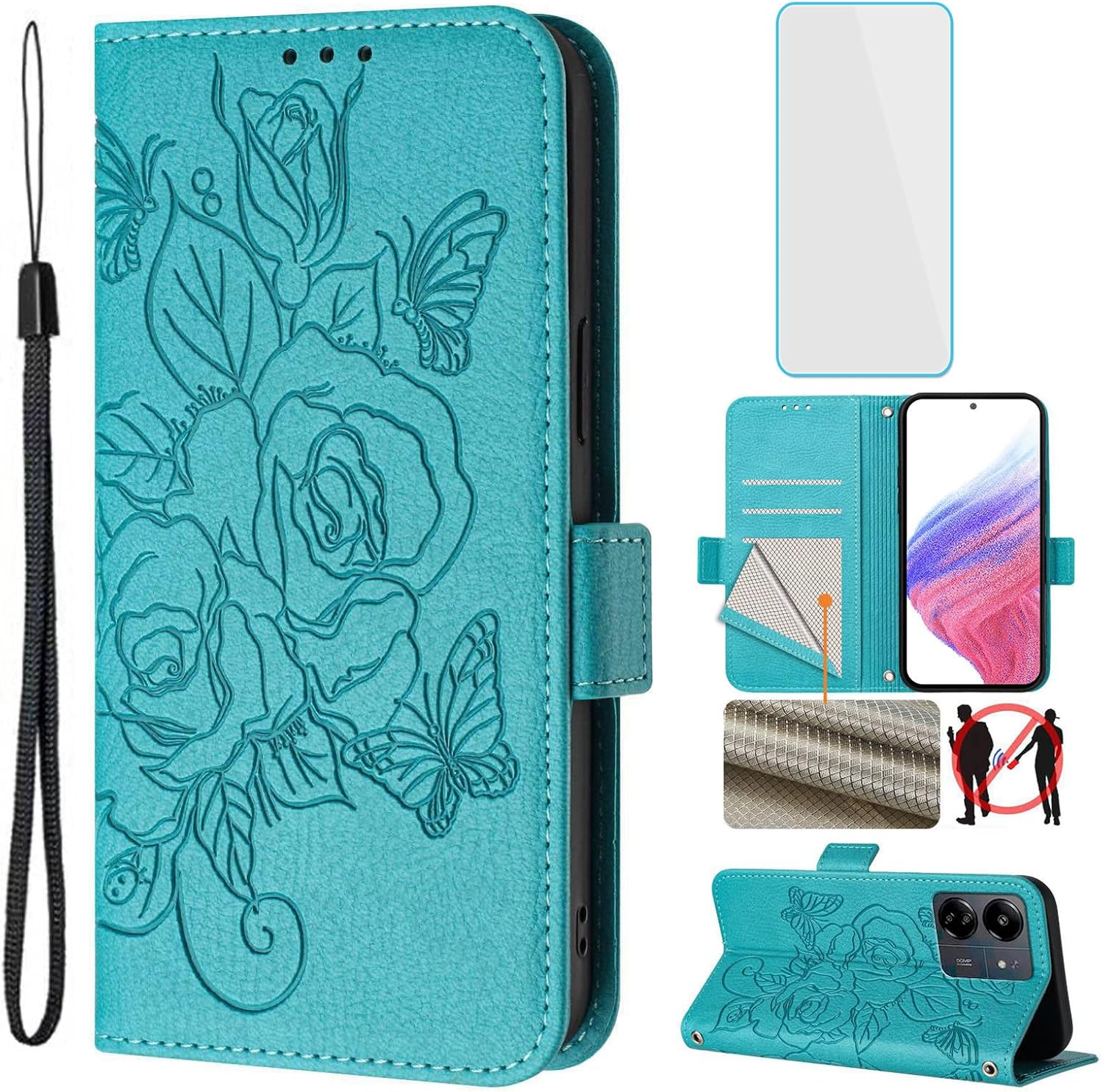 Xiaomi Poco C65/Redmi 13C Wallet Case Light Blue