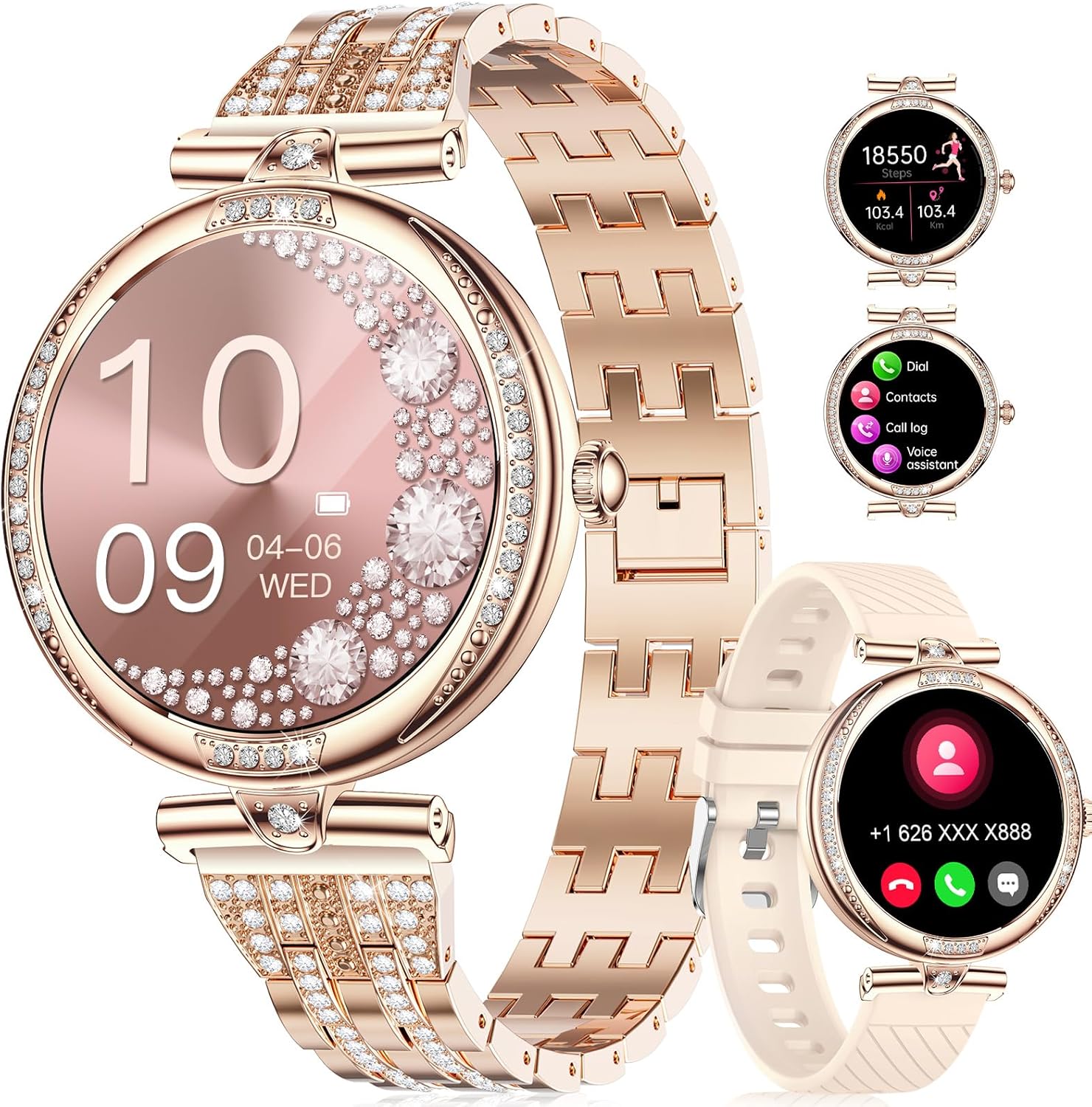 LIGE Diamond Smartwatch for Women with AMOLED & Health Tracking