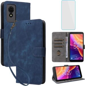 TCL 501 Phone Case w/ RFID Blocking & Screen Protector - Blue