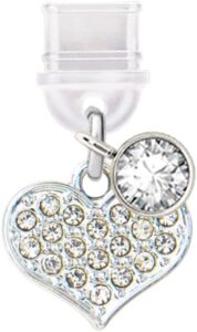 Type-C Crystal Heart Phone Charm (White)