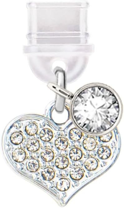 Type-C Crystal Heart Phone Charm (White)