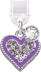 3D Crystal Love Heart Anti-Dust Plug - Purple