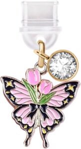 Butterfly Bow Anti-Dust Plug - Black & Pink