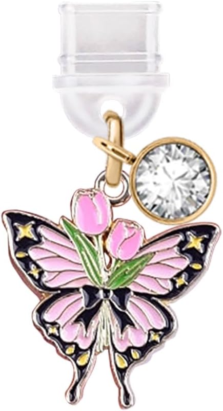 Butterfly Bow Anti-Dust Plug - Black & Pink
