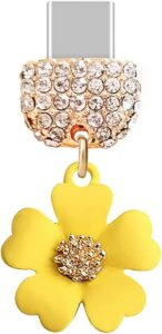 Crystal Flower USB-C Dust Plug Yellow for Phones