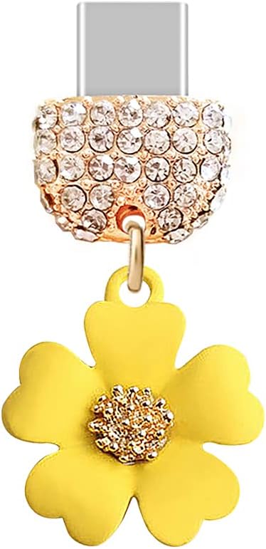 Crystal Flower USB-C Dust Plug Yellow for Phones