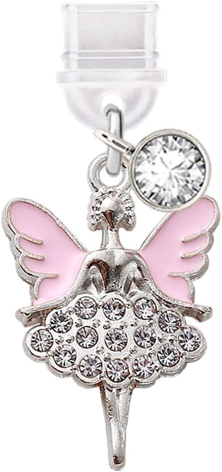 Type-C Anti-Dust Plug & Pink Crystal Fairy Universal Phone Charm