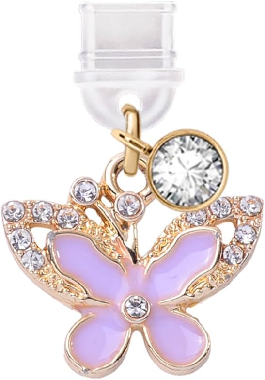 Crystal Butterfly USB-C Dust Plug Purple